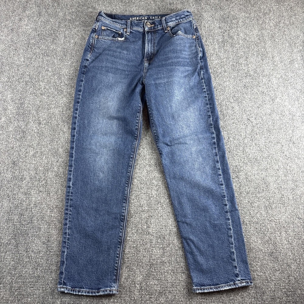American Eagle Stretch Classic Straight Leg Jeans Medium Dark Wash 4 Regular